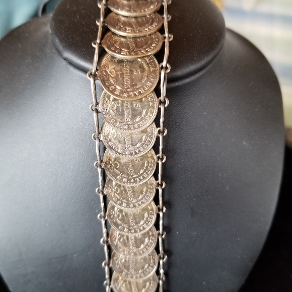 Antique 750 Silver Centavos Mexican Coin Link Brac - Picture 5 of 5